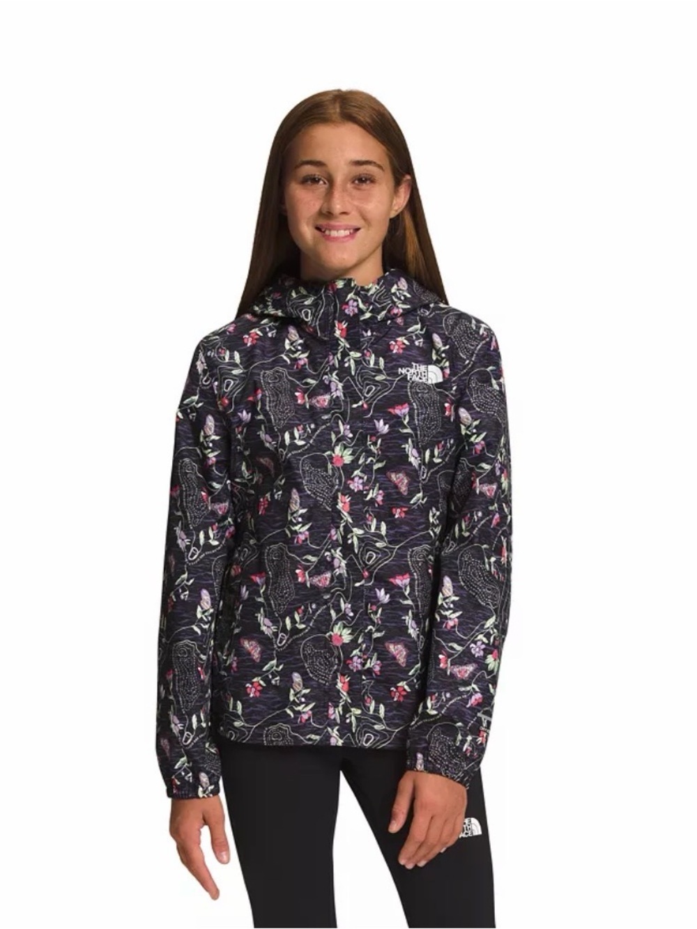 North Face Girls Antora Floral Print Rain Jacket